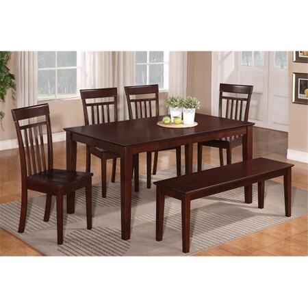 East West Furniture 7 Piece Dining Table Set For 6- Dining Room Table and 6 Dining Chairs CAP7S-MAH-W